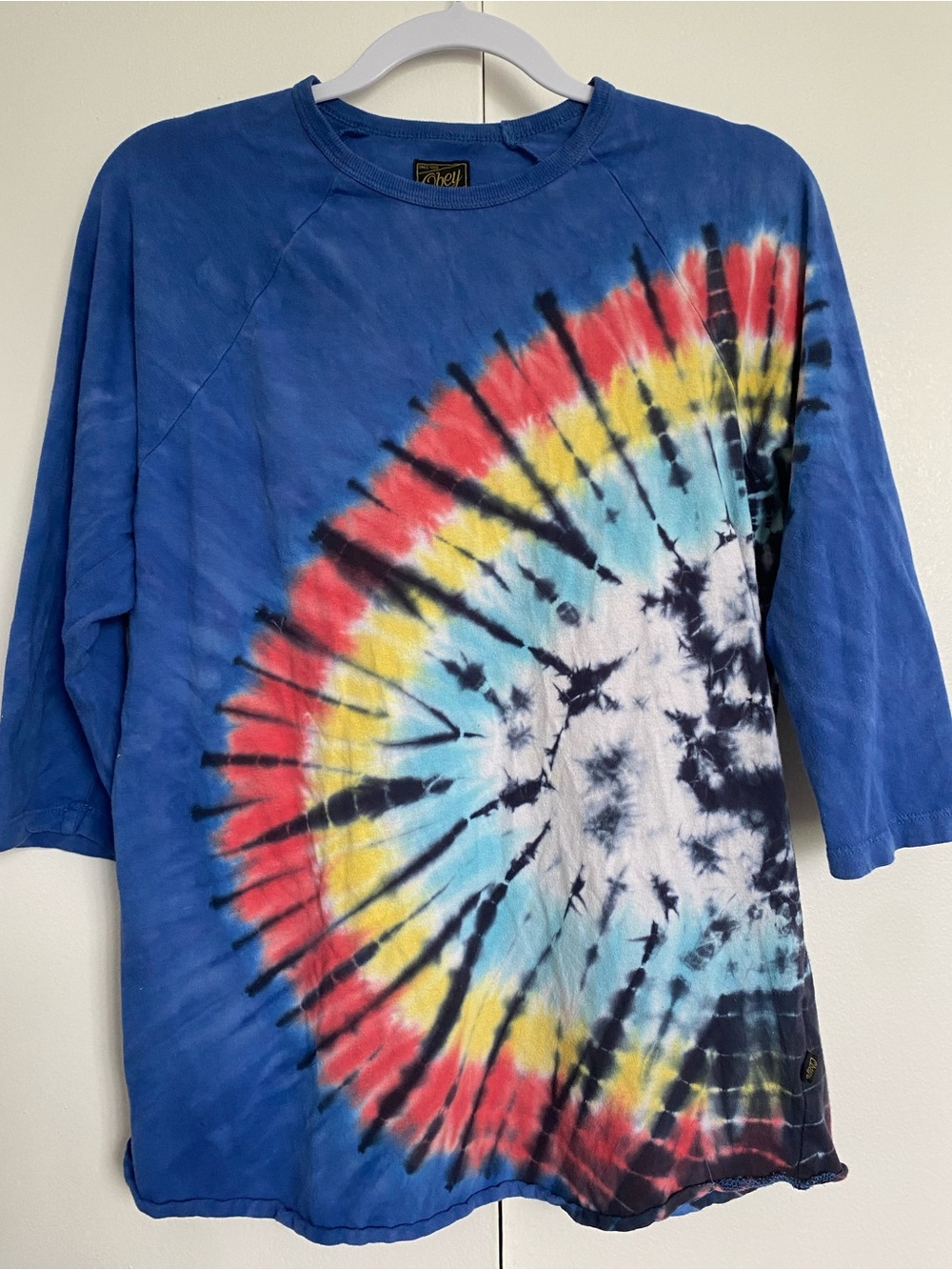OBEY Tie Dye 3/4 Raglan Sleeve Tee